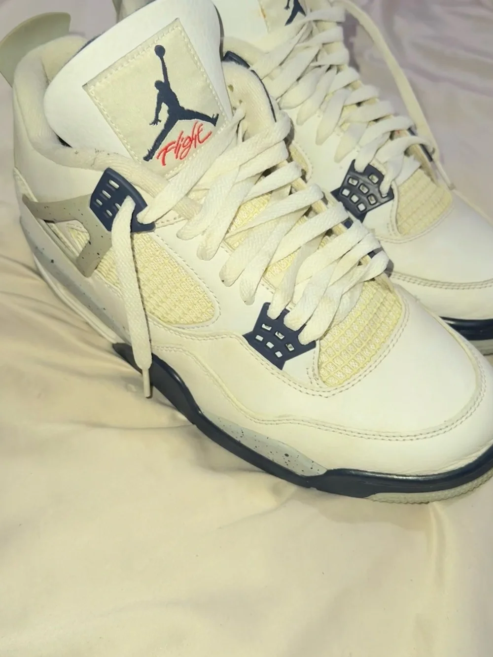 Jordan White and Navy Retro Basketball Sneakers